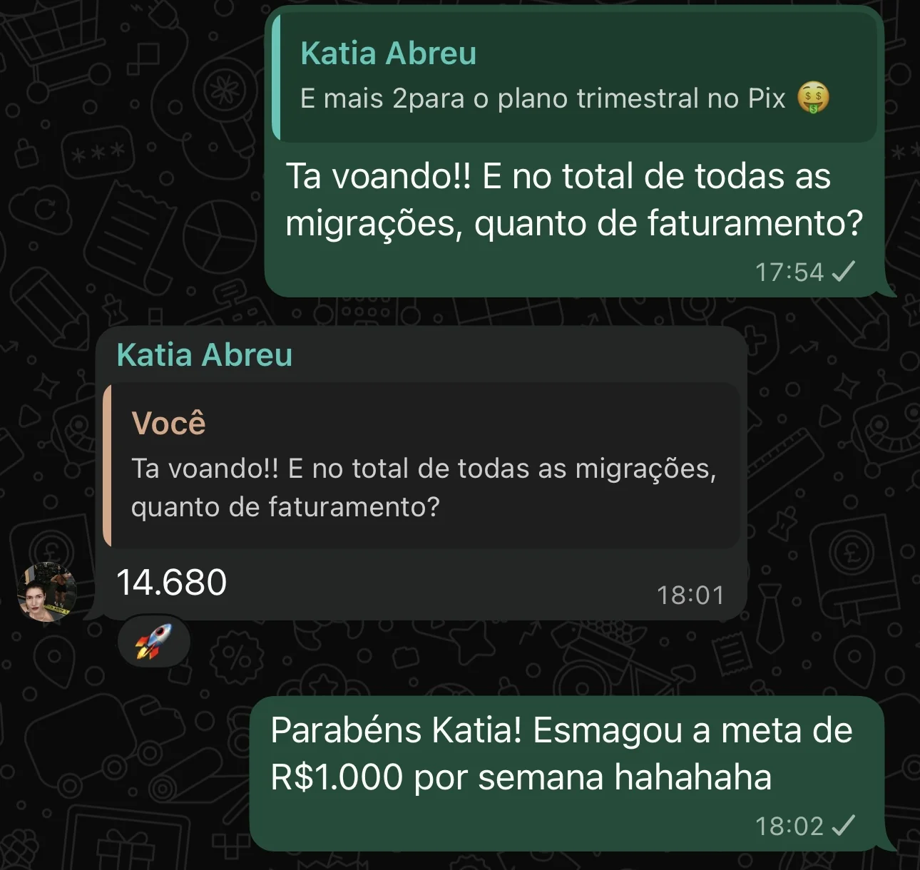 R$ 14.680 só migrando alunos que ela já tinha