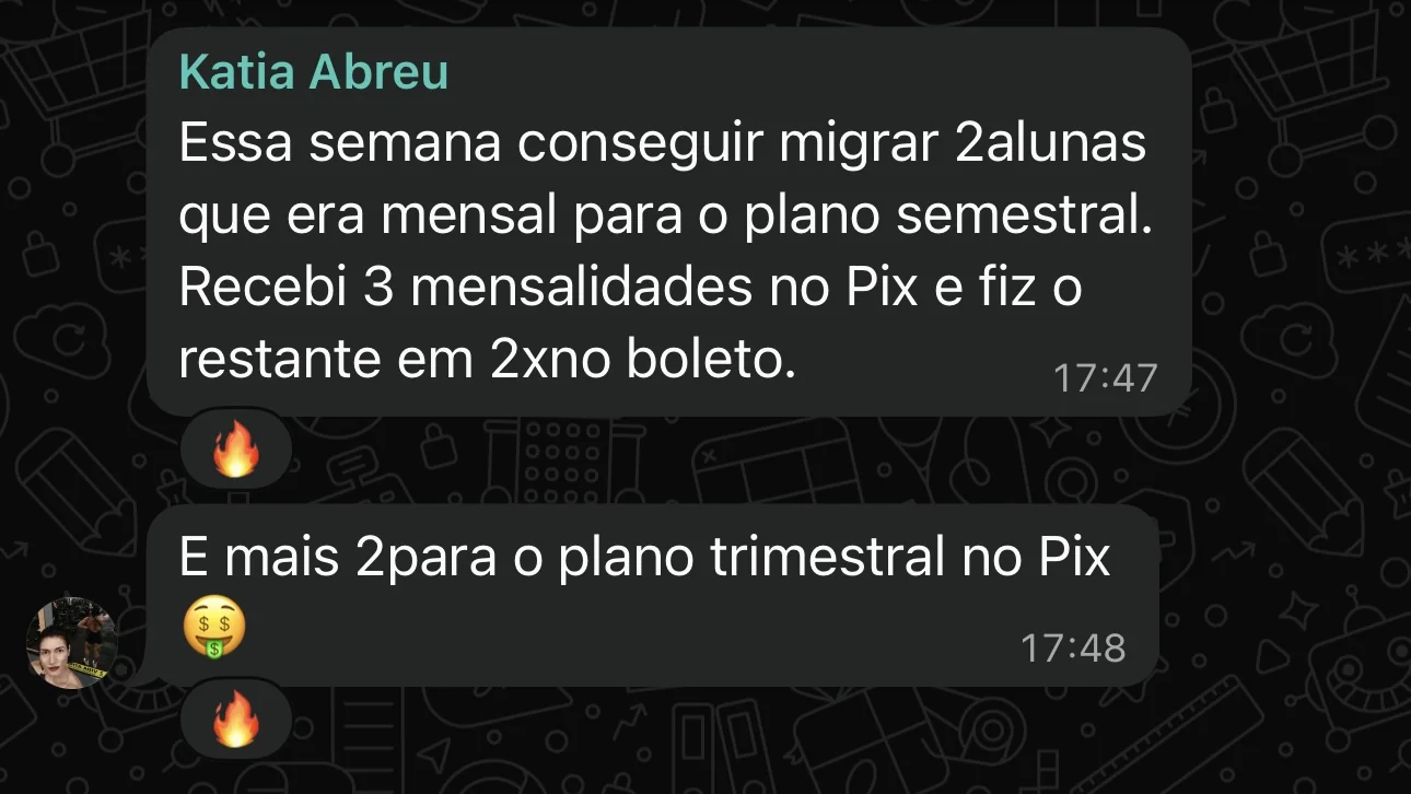 R$ 14.680 só migrando alunos que ela já tinha